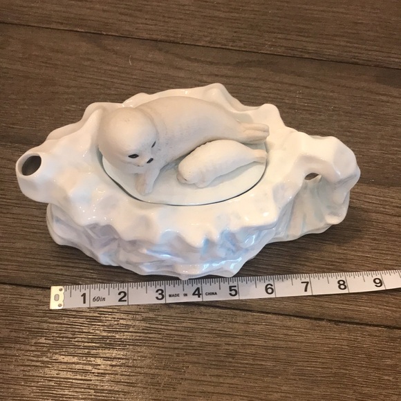 Rare OCI Omnibus Fitz & Floyd seal mother and pup on ice tea set pot sugar cream - Picture 14 of 16